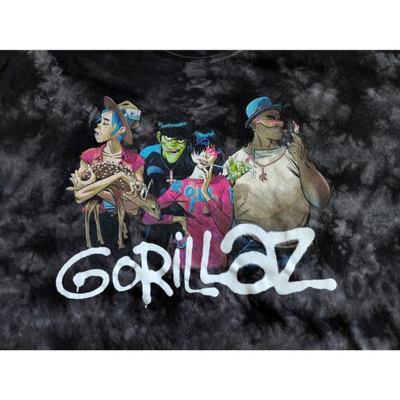 Vintage Gorillaz Tie-Dye Graphic Cartoon Band Print T-Shirt, Black - XL - Picture 5 of 9